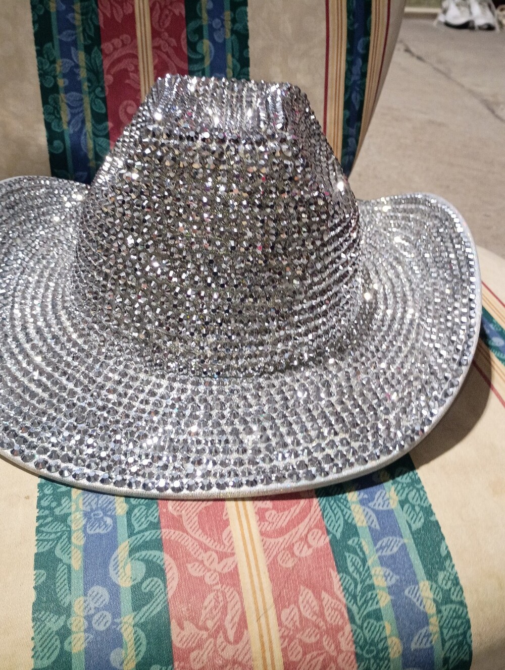 Silver Crystal Cowgirl Hat - Women Accessories